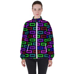 Colourful Bricks Pattern Colour Women s High Neck Windbreaker