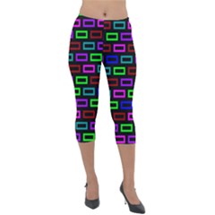 Colourful Bricks Pattern Colour Lightweight Velour Capri Leggings  by Jancukart