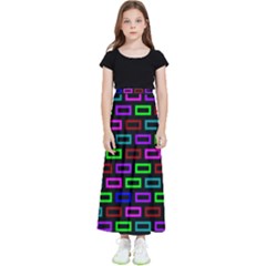 Colourful Bricks Pattern Colour Kids  Flared Maxi Skirt