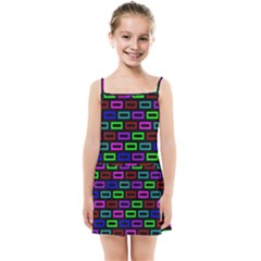 Colourful Bricks Pattern Colour Kids  Summer Sun Dress by Jancukart