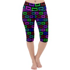 Colourful Bricks Pattern Colour Lightweight Velour Cropped Yoga Leggings by Jancukart