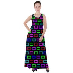 Colourful Bricks Pattern Colour Empire Waist Velour Maxi Dress