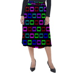 Colourful Bricks Pattern Colour Classic Velour Midi Skirt 