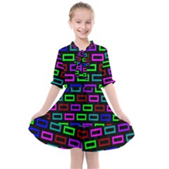 Colourful Bricks Pattern Colour Kids  All Frills Chiffon Dress