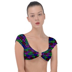 Colourful Bricks Pattern Colour Cap Sleeve Ring Bikini Top