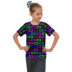 Colourful Bricks Pattern Colour Kids  Mesh Piece Tee