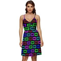 Colourful Bricks Pattern Colour V-neck Pocket Summer Dress  by Jancukart