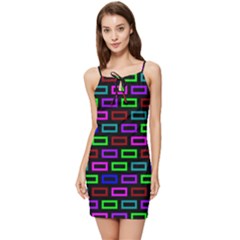 Colourful Bricks Pattern Colour Summer Tie Front Dress by Jancukart