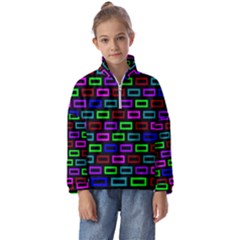 Colourful Bricks Pattern Colour Kids  Half Zip Hoodie