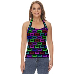 Colourful Bricks Pattern Colour Basic Halter Top