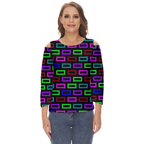 Colourful Bricks Pattern Colour Cut Out Wide Sleeve Top by Jancukart