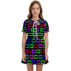 Colourful Bricks Pattern Colour Kids  Sweet Collar Dress