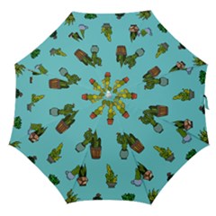 Succulents Teal Back Straight Umbrellas by Jancukart