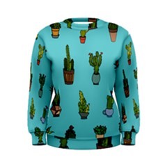 Succulents Teal Back Women s Sweatshirt