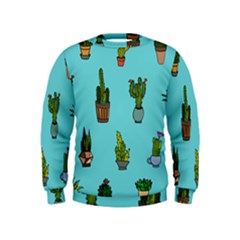 Succulents Teal Back Kids  Sweatshirt