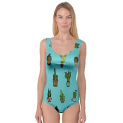 Succulents Teal Back Princess Tank Leotard 