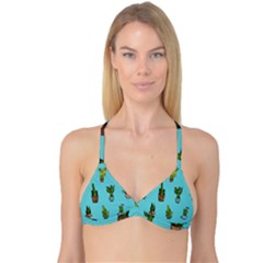 Succulents Teal Back Reversible Tri Bikini Top