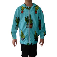 Succulents Teal Back Kids  Hooded Windbreaker by Jancukart