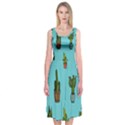 Succulents Teal Back Midi Sleeveless Dress View1