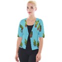 Succulents Teal Back Cropped Button Cardigan View1