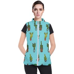 Succulents Teal Back Women s Puffer Vest by Jancukart