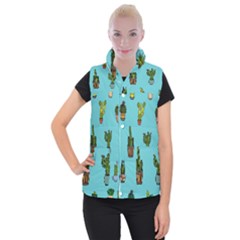 Succulents Teal Back Women s Button Up Vest by Jancukart