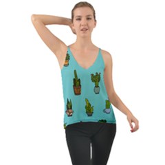 Succulents Teal Back Chiffon Cami