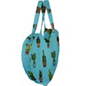 Succulents Teal Back Giant Heart Shaped Tote View4