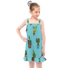 Succulents Teal Back Kids  Overall Dress