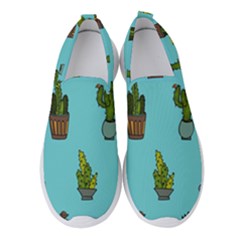 Succulents Teal Back Women s Slip On Sneakers