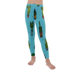 Succulents Teal Back Kids  Lightweight Velour Leggings