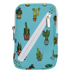 Succulents Teal Back Belt Pouch Bag (large)