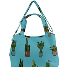 Succulents Teal Back Double Compartment Shoulder Bag