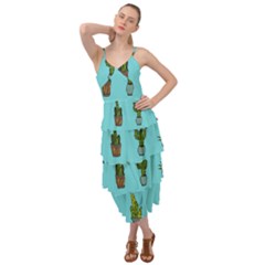 Succulents Teal Back Layered Bottom Dress