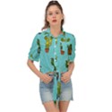 Succulents Teal Back Tie Front Shirt  View1