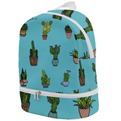 Succulents Teal Back Zip Bottom Backpack