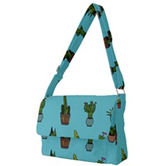 Succulents Teal Back Full Print Messenger Bag (l)