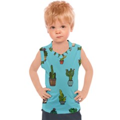 Succulents Teal Back Kids  Sport Tank Top