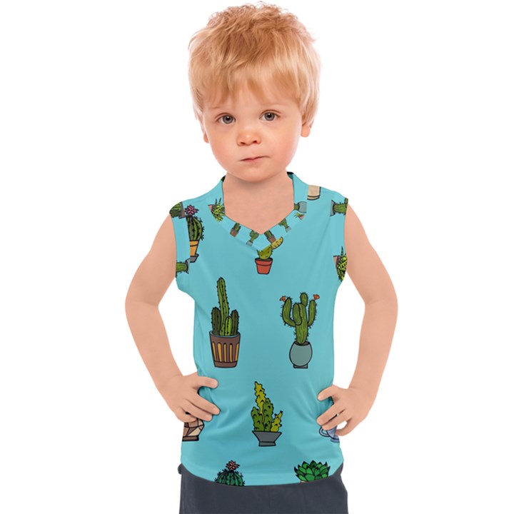 Succulents Teal Back Kids  Sport Tank Top