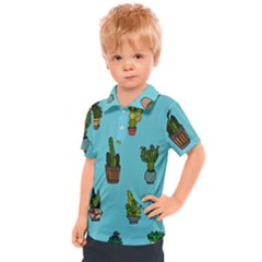 Succulents Teal Back Kids  Polo Tee