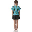 Succulents Teal Back Kids  Cut Out Flutter Sleeves View2