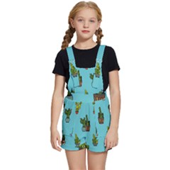 Succulents Teal Back Kids  Short Overalls