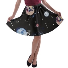 Cute-space A-line Skater Skirt by Jancukart