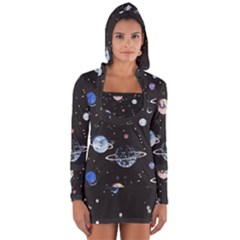 Cute-space Long Sleeve Hooded T-shirt