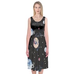 Cute-space Midi Sleeveless Dress by Jancukart