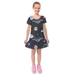 Cute-space Kids  Short Sleeve Velvet Dress