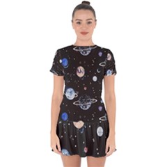 Cute-space Drop Hem Mini Chiffon Dress by Jancukart