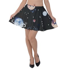 Cute-space Velvet Skater Skirt