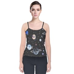 Cute-space Velvet Spaghetti Strap Top by Jancukart