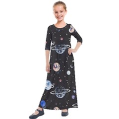 Cute-space Kids  Quarter Sleeve Maxi Dress